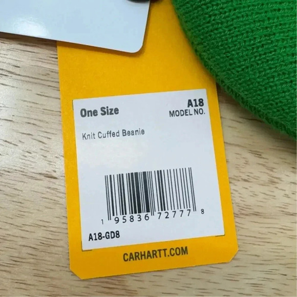 Carhartt‎ Men's Holly Green Knitted Cuffed Acrylic Watch Beanie Outdoor Warm A18 - Picture 3 of 4